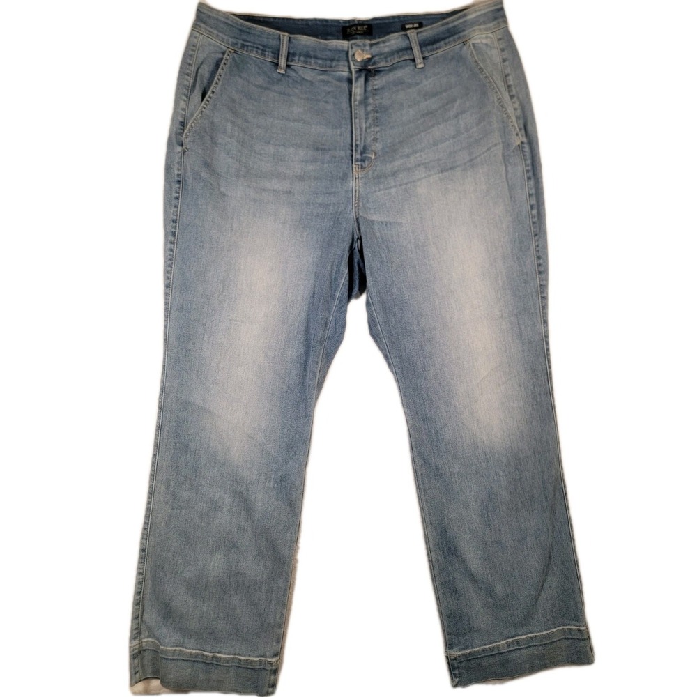 Judy Blue Wide Leg Jeans Womens 24W Plus Light Wash High Rise‎ Boho 34 Inseam